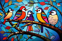 Thumbnail for Colorful Playful Fun Birds On A Branch