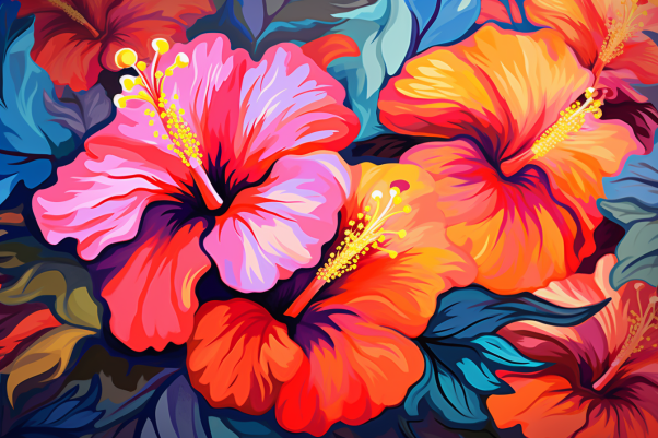 Beautiful Vibrant Hibiscus  Paint by Numbers Kit