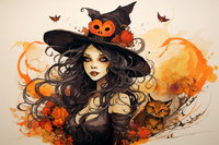 Thumbnail for Witch And Cat Ready For Halloween Party
