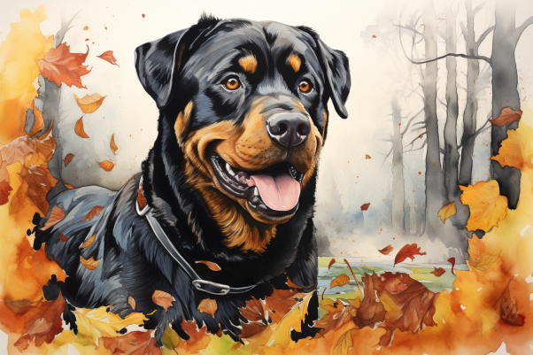 Rottweiler In Leaves