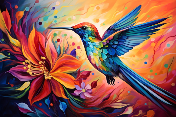 Glorious Colors And Hummingbird   Paint by Numbers Kit
