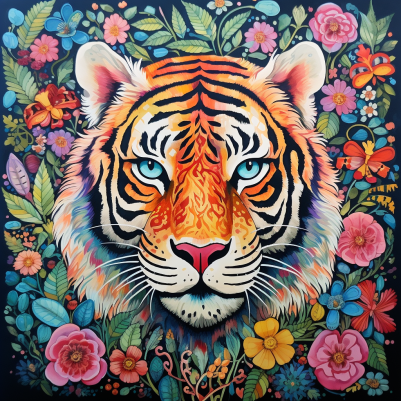 Mesmerizing Beautiful Tiger And Flowers