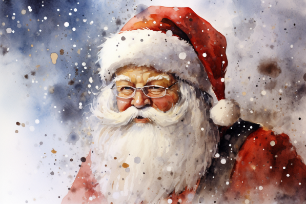 Watercolor Santa In The Snow  Paint by Numbers Kit