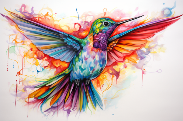 Pretty Rainbow Colors Hummingbird  Paint by Numbers Kit