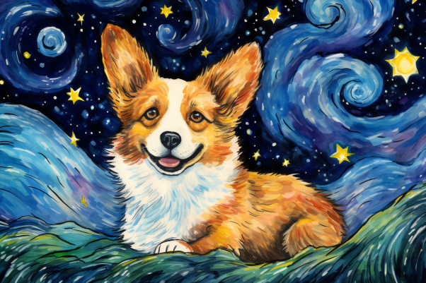 Starry Night Corgi  Paint by Numbers Kit