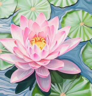 Floating Pink Water Lily