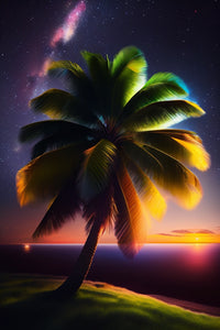 Thumbnail for Palm Tree In The Night Calm Seas