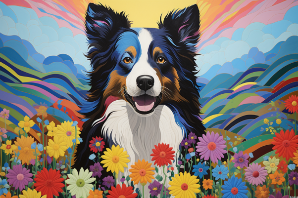 Bold Colorful Australian Shepherd   Paint by Numbers Kit