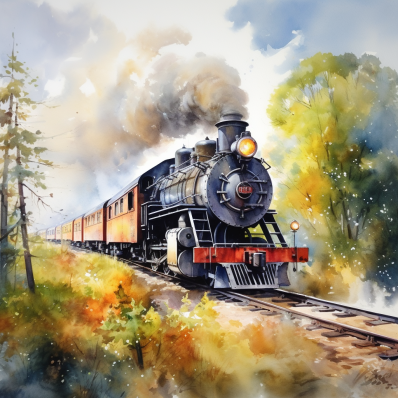 Watercolor Train  Paint by Numbers Kit