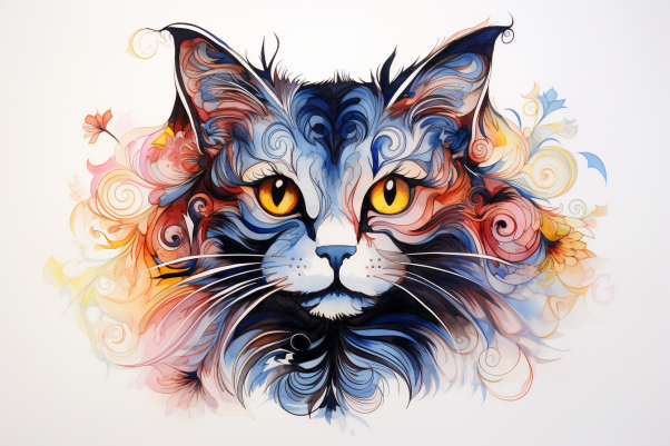 Watercolor Artsy Kitty Paint by Numbers Kit