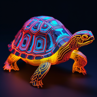 Glowing, Neon, Turtle