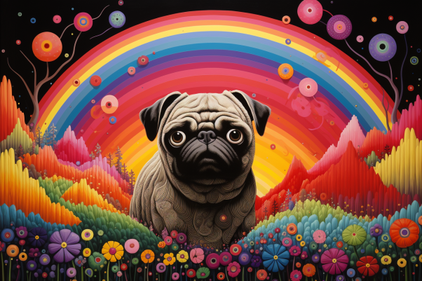 Bold Colorful Pug  Paint by Numbers Kit