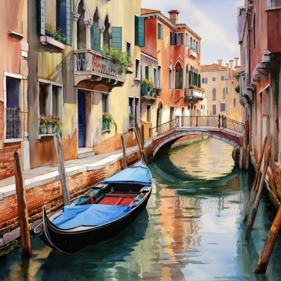 Venice Canal And Gondola  Paint by Numbers Kit