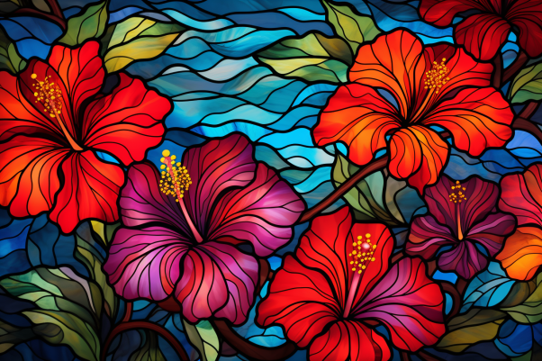 Hibiscus On Stained Glass