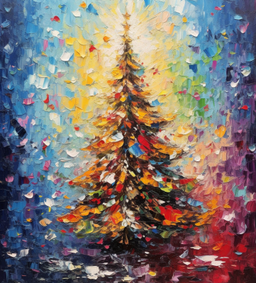 Christmas Tree With Colorful Branches