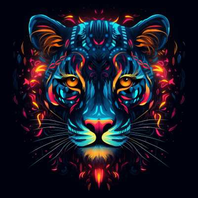 Neon Glowing Abstract Tiger