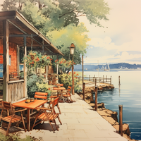 Thumbnail for Watercolor Lakeside Dining