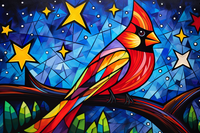 Thumbnail for Cardinal Starry Night On Stained Glass  Paint by Numbers Kit