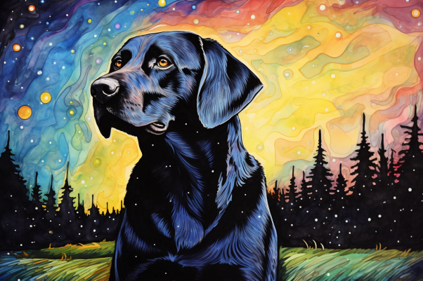 Watercolor Dark Labrador  Colorful Sky  Paint by Numbers Kit