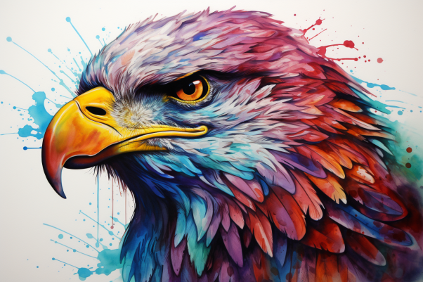 Watercolor Eagle Closeup