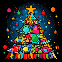 Thumbnail for Vibrant Christmas Tree Art