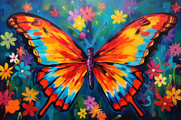 Beautiful Colored Butterfly And Flowers  Paint by Numbers Kit