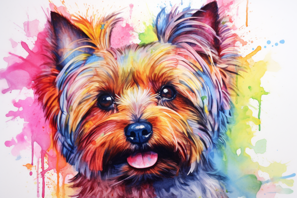 Colorful Watercolor Yorkie Art  Paint by Numbers Kit