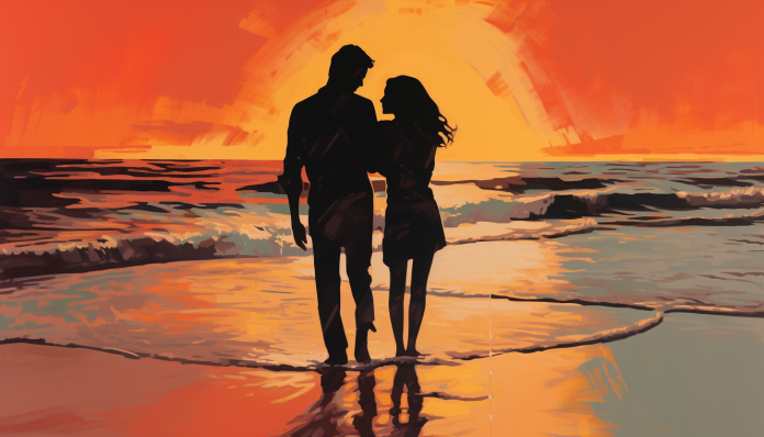 Romantic Couple At Sunset  Paint by Numbers Kit