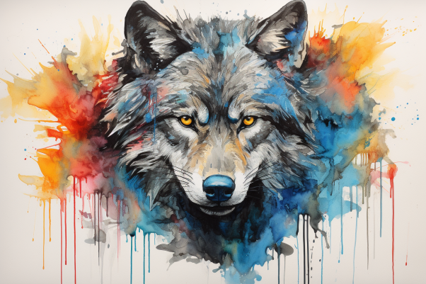 Wolf Watercolor Portrait