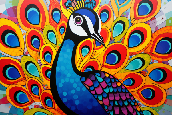 Pretty Peacock In Bright Colors  Paint by Numbers Kit