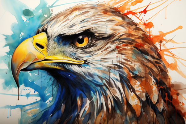 Watercolor Closeup Serious Eagle