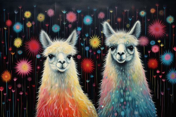 Fluffy Coloful Mexican Llamas