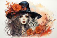 Thumbnail for Sassy Witch And Her Halloween Cat