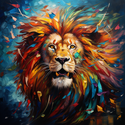 Lion Surrounded By Colors  Paint by Numbers Kit