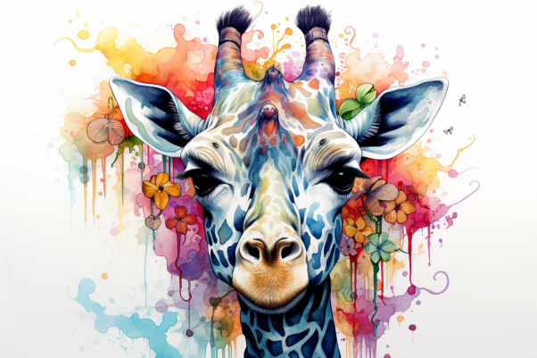 Watercolor Giraffe Portrait  Paint by Numbers Kit