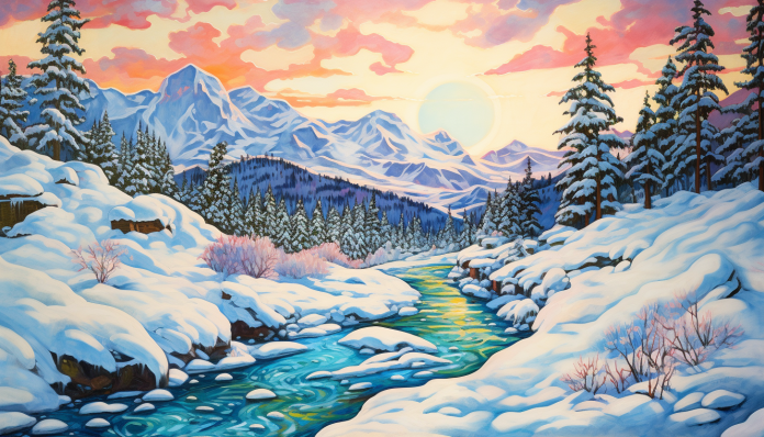 Stream And Snow  Paint by Numbers Kit