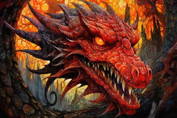 Raging  Red Dragon  Paint by Numbers Kit