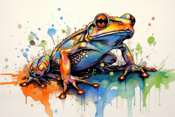 Color Splash Watercolor Frog