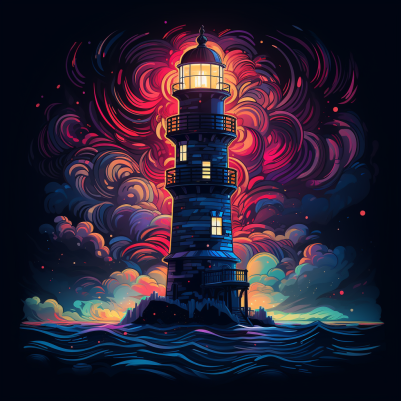 Illuminating Lighthouse In The Night
