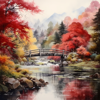 Thumbnail for Beautiful Fall Day And Bridge  Paint by Numbers Kit