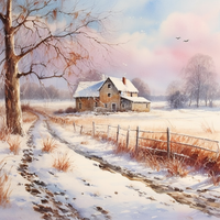 Thumbnail for Old Country Home In The Snow   Paint by Numbers Kit