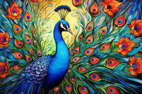 Thumbnail for Peacock And Flowers  Paint by Numbers Kit