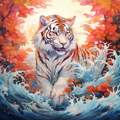 Tiger And Waves  Paint by Numbers Kit