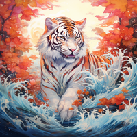 Thumbnail for Tiger And Waves  Paint by Numbers Kit