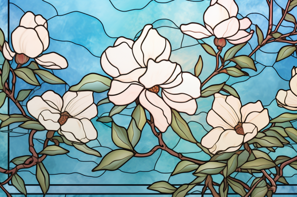 Pretty White Flower On Stained Glass