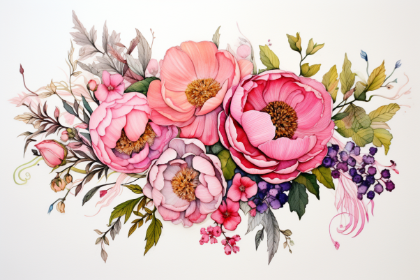 Watercolor Blooming Peonies  Paint by Numbers Kit