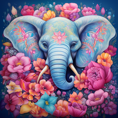 Mesmerizing Flowers And Elephant