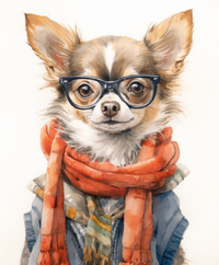 Thumbnail for Fluffy Stylish Chihuahua With Glasses, Scarf And Denim