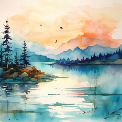 Watercolor Lake Paint by Numbers Kit