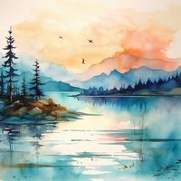 Thumbnail for Watercolor Lake Paint by Numbers Kit